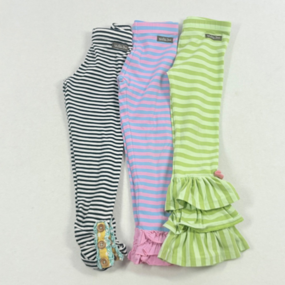 Matilda Jane Leggings Girls Size 6 PLAY CONDITION Striped Ruffle Bundle